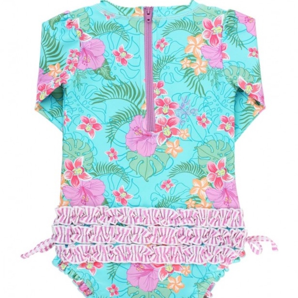 Rufflebutts Orchid Oasis One Piece Rash Guard - Picture 2 of 7